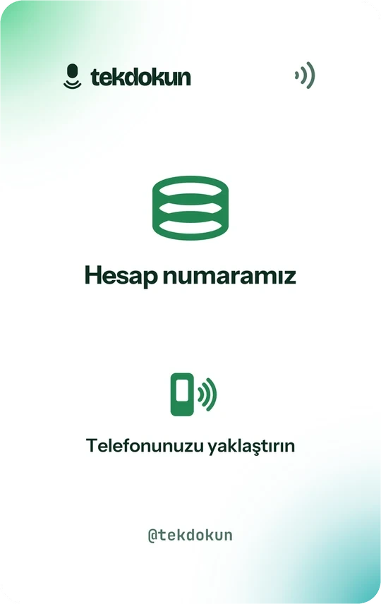 IBAN kartı, beyaz, ön yüz