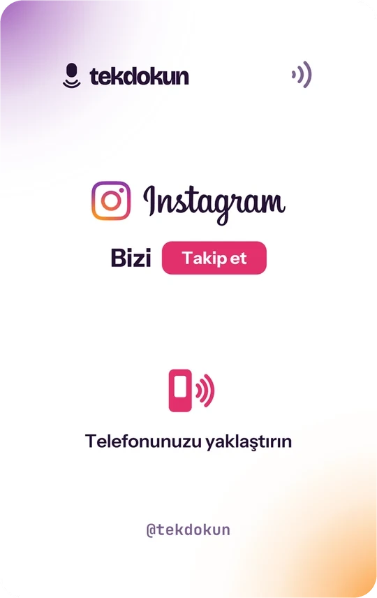 Instagram kartı, beyaz, ön yüz